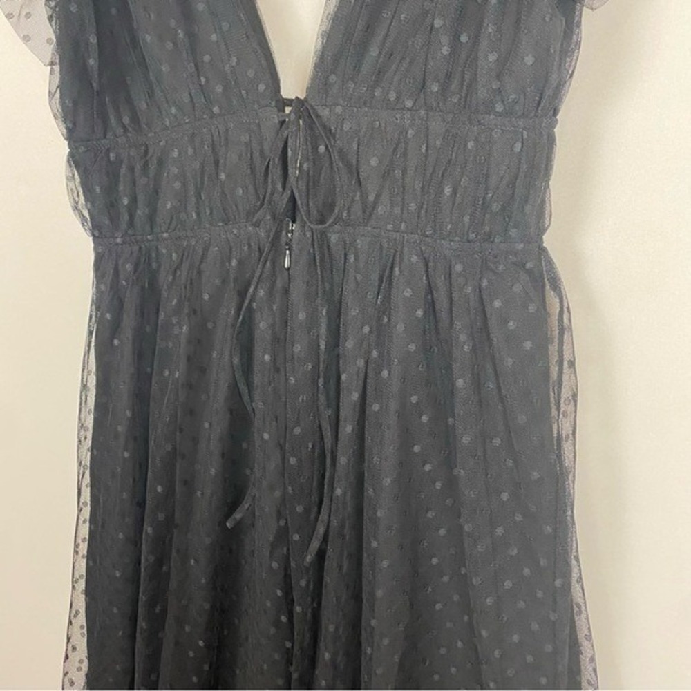 Lulus Yours Evermore Black Swiss Dot Ruffled‎ Midi Dress Size Medium - Picture 8 of 10